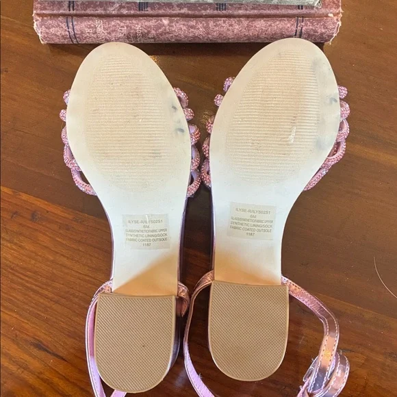 Steve Madden Ilyse Heeled Sandal Pink Metallic Leather Rhinestone - Picture 6 of 8